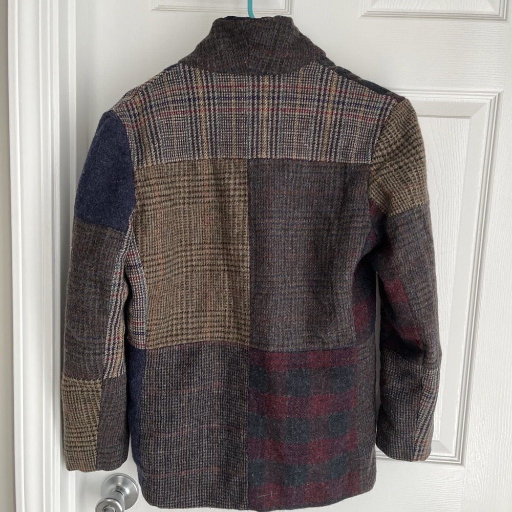 Vintage International Scene Wool Tweed Blazer Coat Patchwork Women's Plus Sz S/m - Picture 2 of 6